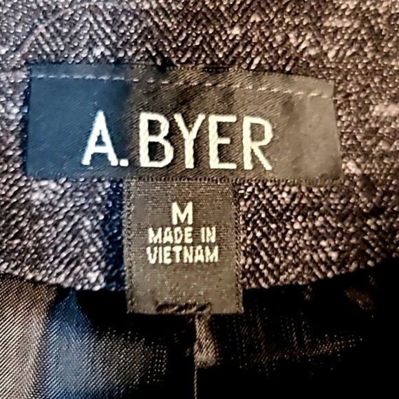 A. Byer Vintage Charcoal Gray Textured Coat Dress L Buttons Women's M Soft Girl - Picture 7 of 9